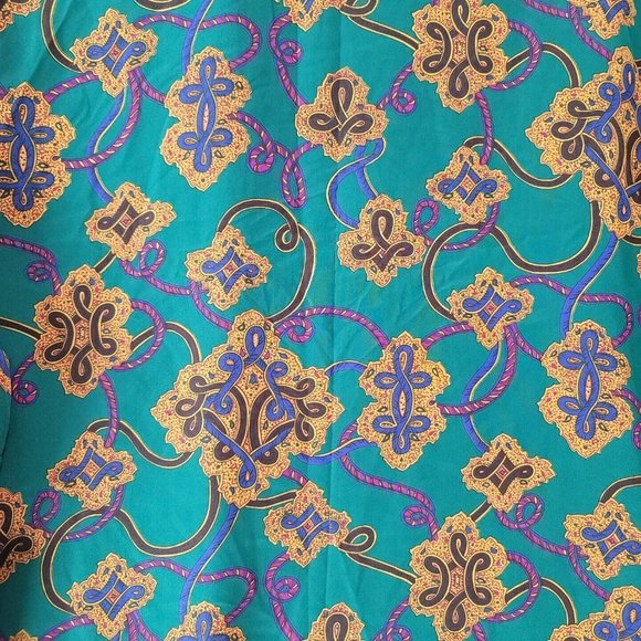 VTG Regina Porter Secretary Blouse Womens Size 14 Green Gold Knot Rope - Picture 8 of 15